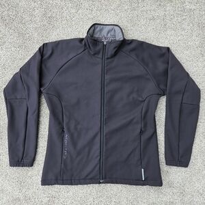 Salomon Softshell Zip Up Athletic Jacket Black & Gray Light Coat Mens Size Med